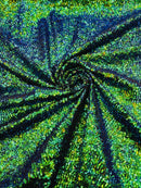Milliskin Mini Glitz Sequins - Iridescent Green - 4 Way Stretch Milliskin Stretch Spandex Fabric Sold By Yard