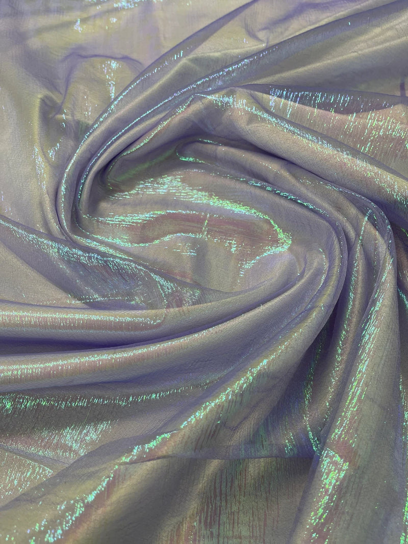Crushed Sheer Organza - Iridescent Lilac - 45" Organza Fabric for Fashion, Crafts, Decorations By Yard