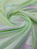 Crushed Sheer Organza - Iridescent Lime Green - 45" Organza Fabric for Fashion, Crafts, Decorations By Yard