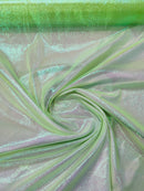 Crushed Sheer Organza - Iridescent Lime Green - 45" Organza Fabric for Fashion, Crafts, Decorations By Yard