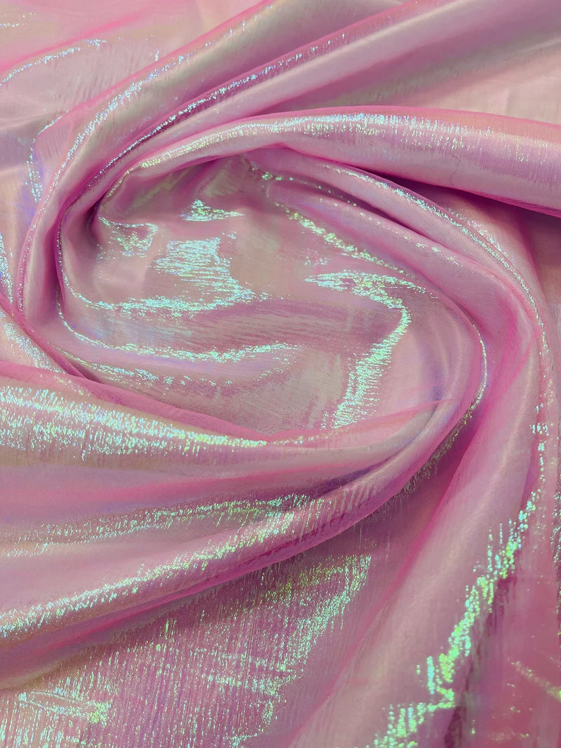 Crushed Sheer Organza - Iridescent Pink - 45" Organza Fabric for Fashion, Crafts, Decorations By Yard