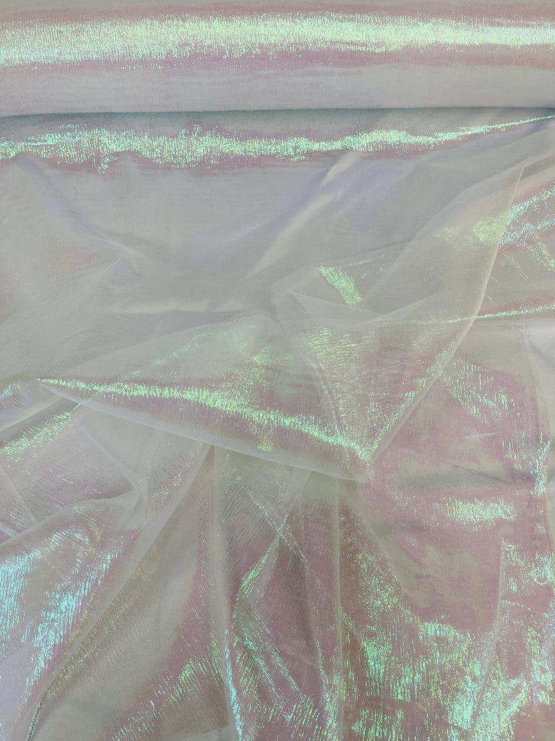 Crushed Sheer Organza - Iridescent White - 45" Organza Fabric for Fashion, Crafts, Decorations By Yard