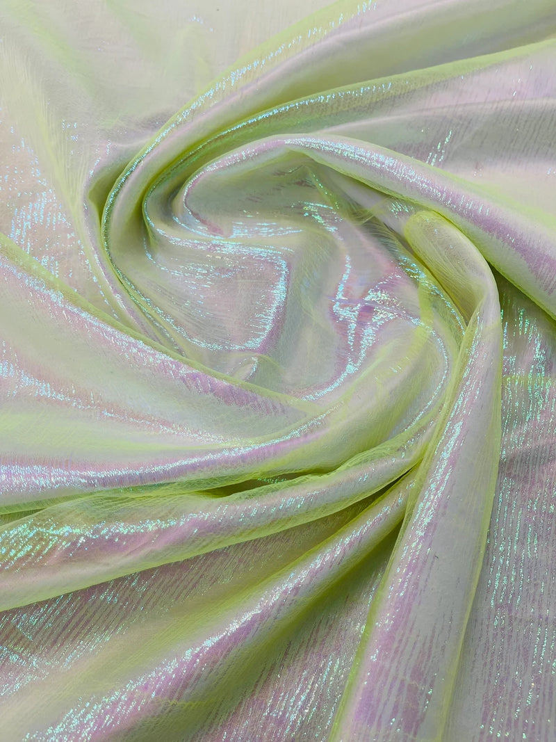 Crushed Sheer Organza - Iridescent Yellow - 45" Organza Fabric for Fashion, Crafts, Decorations By Yard