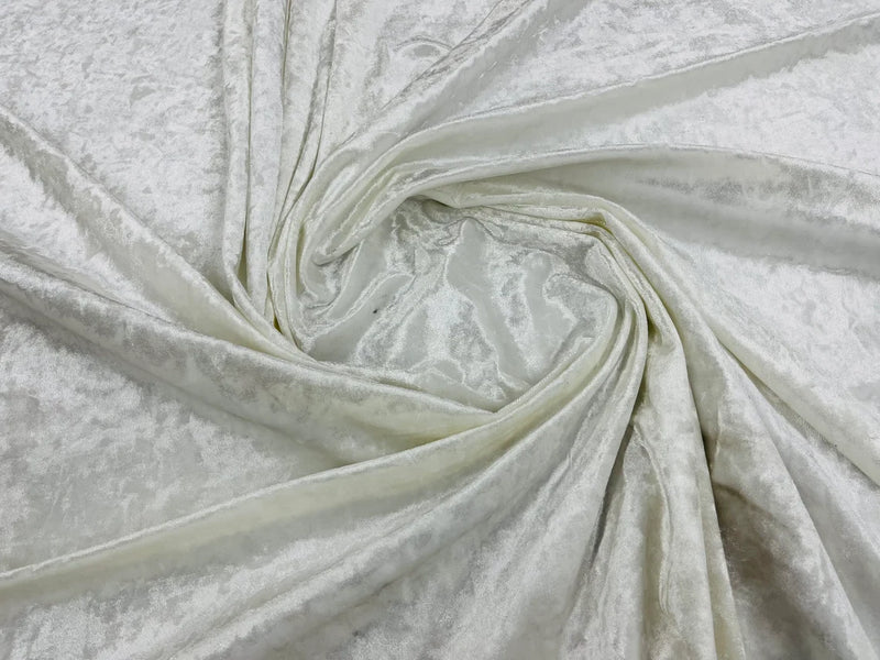 Crushed Stretch Velvet Fabric - Ivory - 60'' Stretch Velvet Fabric for Sewing, Apparel, Craft {Choose Qty}