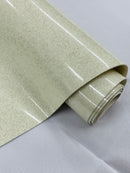 Metallic Glitter Vinyl Fabric - Ivory - Faux Leather Sparkle Glitter Fabric - 54" Sold By The Yard