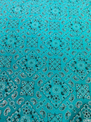 Bandana Spandex Print Fabrics - Jade - Bandana Design Stretch Spandex Fabric By Yard