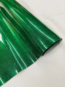 Metallic Glitter Vinyl Fabric - Kelly Green - Faux Leather Sparkle Glitter Fabric - 54" Sold By The Yard