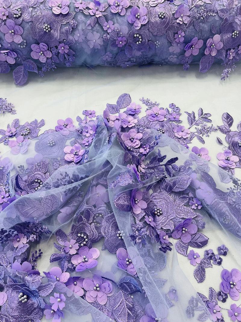 lavender flower fabric 3D Rose Plant Fabric - Lavender