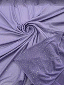 Power Mesh Polyester Rhinestones Fabric - Lavender - 4 Way Stretch Mesh Fabric Sold by Yard