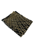 Diamond Geometric Sequins - Light Gold on Black - 2 Way Stretch Lace Geometric Fabric Sold By Yard