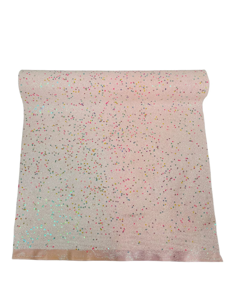 Stardust Glitter Vinyl Fabric - Light Pink Iridescent - 54" Sparkle Crafting Glitter Vinyl Fabric By Yard