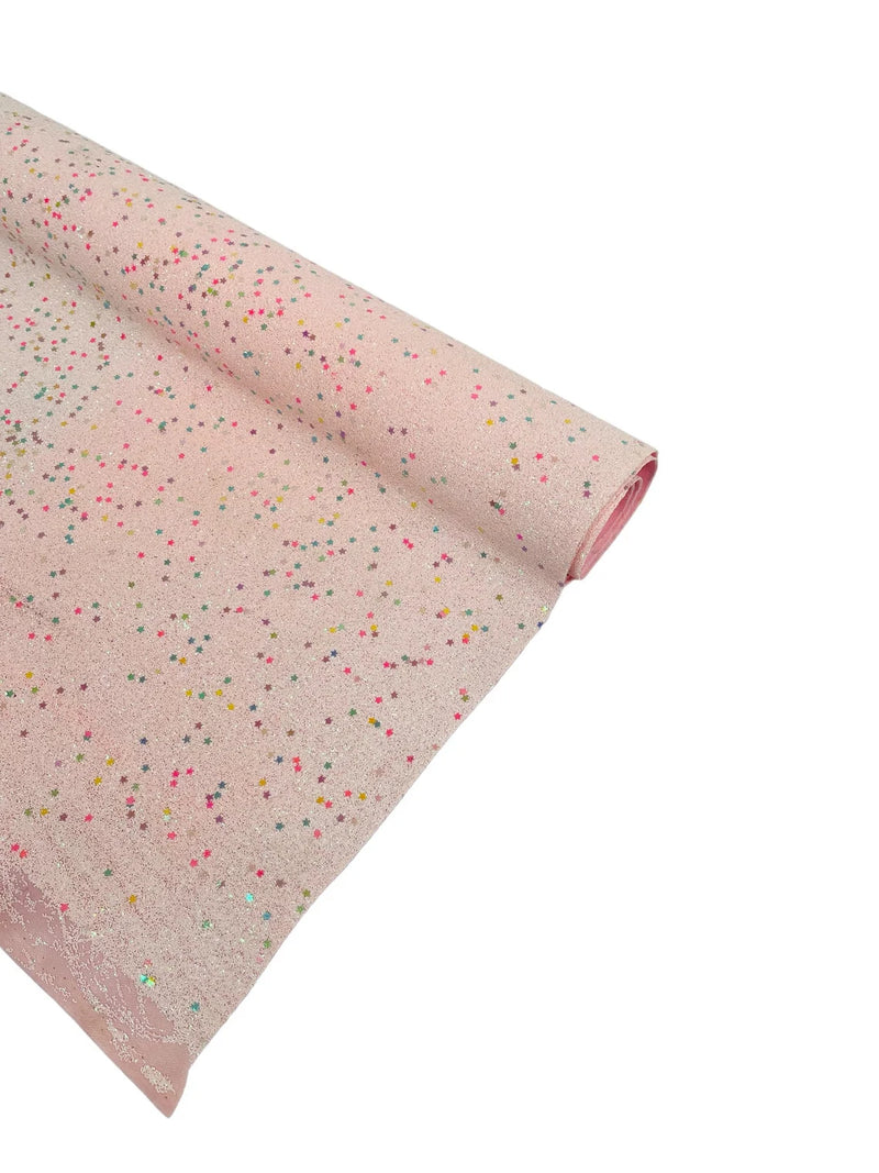 Stardust Glitter Vinyl Fabric - Light Pink Iridescent - 54" Sparkle Crafting Glitter Vinyl Fabric By Yard