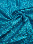 Milliskin Mini Glitz Sequins - Light Turquoise - 4 Way Stretch Milliskin Stretch Spandex Fabric Sold By Yard