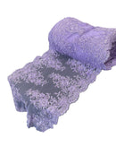 Floral Sequins Cluster Design - Lilac - 14" Embroidered Floral Design Table Runner Sold By Yard