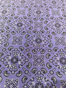 Bandana Spandex Print Fabrics - Lilac - Bandana Design Stretch Spandex Fabric By Yard