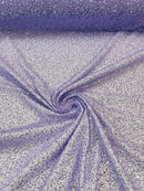 Beaded Lace 3D Fabric - Lilac - Handmade Heavy Embroidery Beaded Lace Fabric By Yard