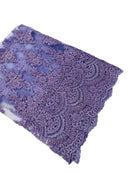 Flower Cluster Beaded Fabric - Lilac - Embroidered Beaded Layered Border Fabric Sold By Yard