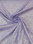 Beaded Lace 3D Fabric - Lilac - Handmade Heavy Embroidery Beaded Lace Fabric By Yard