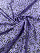 Bandana Spandex Print Fabrics - Lilac - Bandana Design Stretch Spandex Fabric By Yard