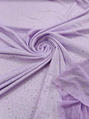 Power Mesh Polyester Rhinestones Fabric - Lilac - 4 Way Stretch Mesh Fabric Sold by Yard