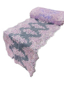 21" Wide Floral Metallic Pattern Lace Table Runner - Lilac - Metallic Table Runner Sold By Yard