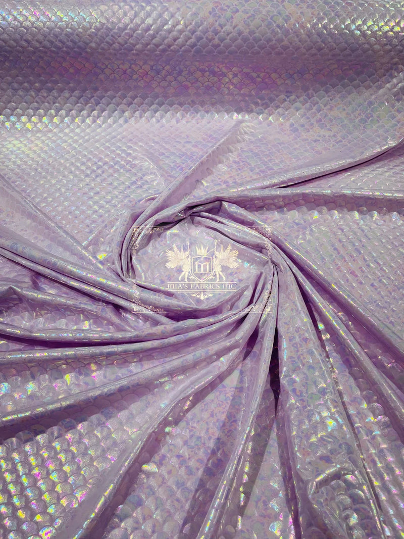 Mermaid Spandex Foil Fabric - Lilac - Mermaid Design on Stretch Fabric By Yard