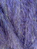 Metallic Fringe Eyelash / Feather Fabric - Embroidered Fabric with Hanging Details 2 Way Stretch By Yard
