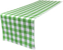 12" Checkered Table Runner - Lime Green / White - Plaid Polyester Poplin Checkered Table Runner