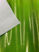 Metallic Glitter Vinyl Fabric - Lime Green - Faux Leather Sparkle Glitter Fabric - 54" Sold By The Yard