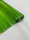 Metallic Glitter Vinyl Fabric - Lime Green - Faux Leather Sparkle Glitter Fabric - 54" Sold By The Yard