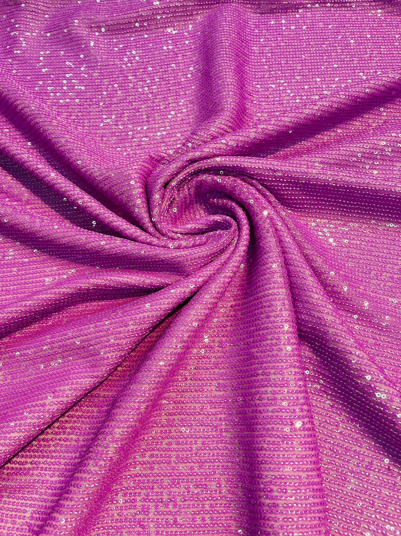 Mille Stripe Spandex Sequins - Magenta - 4 Way Stretch Lace Spandex Mesh Sold By Yard