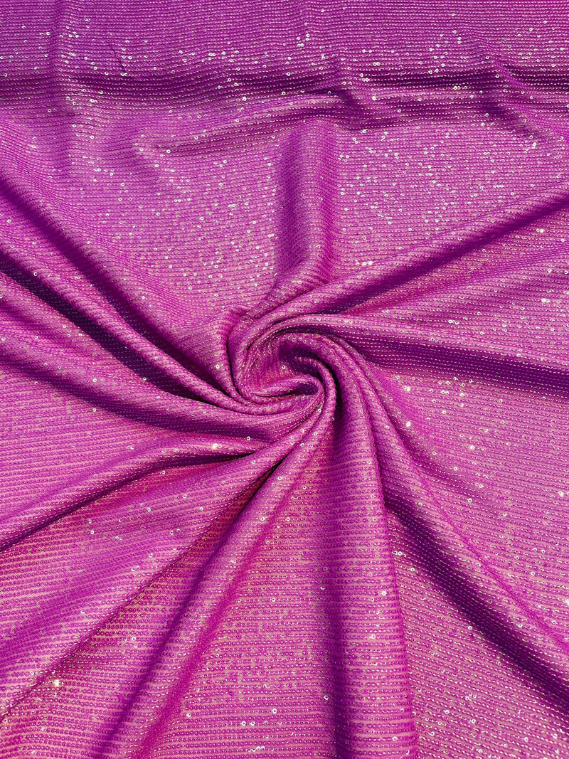 Mille Stripe Spandex Sequins - Magenta - 4 Way Stretch Lace Spandex Mesh Sold By Yard