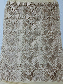 Geometric Design Fabric - Sequins Design Embroidered on a  4 Way Stretch Lace Mesh (Pick A Color)