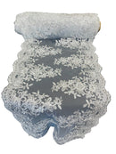 Floral Sequins Cluster Design - Metallic Silver - 14" Embroidered Floral Design Table Runner Sold By Yard