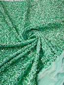 58/60" Velvet Sequins Stretch Fabric - Mint - Velvet Sequins 2 Way Stretch Sold By Yard