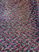 Multi-Color Spandex Sequins - Fuchsia / Turquoise / Silver - Sequins on 4 Way Stretch Mesh Fabric By Yard