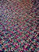 Multi-Color Spandex Sequins - Fuchsia / Turquoise / Silver - Sequins on 4 Way Stretch Mesh Fabric By Yard