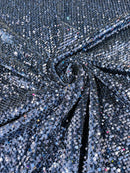 58/60" Velvet Sequins Stretch Fabric - Navy Blue - Velvet Sequins 2 Way Stretch Sold By Yard