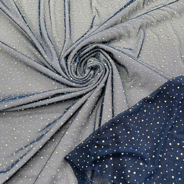 Power Mesh Polyester Rhinestones Fabric - 4 Way Stretch Me