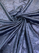 60'' Stretch Foil Velvet - Navy Blue - 4 Way Stretch Shiny Velvet Foil Fabric Sold By The Yard