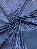 60'' Stretch Foil Velvet - Navy Blue - 4 Way Stretch Shiny Velvet Foil Fabric Sold By The Yard
