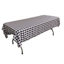 60" Checkered Tablecloth - Navy Blue / White - Linen Checkered Rectangular Tablecloth (Pick Size)