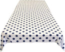58" Polka Dot Tablecloth - Navy on White - Linen Polka Dot Rectangular Tablecloth (Pick Size)