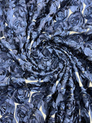 Rosette Fabric with 3D Roses on High Quality Mesh Fabric ( Choose The Color )