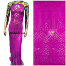 Floral Star Leaf Design - Neon Magenta - 4 Way Stretch Sequin Floral Design on Mesh By Yard