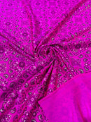 Bandana Spandex Print Fabrics - Neon Pink - Bandana Design Stretch Spandex Fabric By Yard