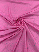 Power Mesh Polyester Rhinestones Fabric - Neon Pink - 4 Way Stretch Mesh Fabric Sold by Yard
