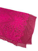 Floral Star Leaf Design - Neon Pink - 4 Way Stretch Sequin Floral Design on Mesh By Yard