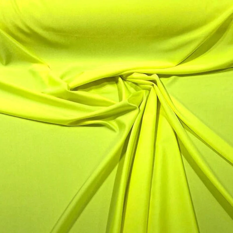 Shiny Milliskin Fabric - Neon Yellow - 58" Spandex 4 Way Stretch Fabric Sold by The Yard (Pick a Size)