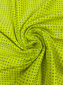 Rhinestones Solid Color Fabric - Neon Yellow - 4 Way Stretch Soft Solid Fabric with Crystal RhineStones Sold by Yard